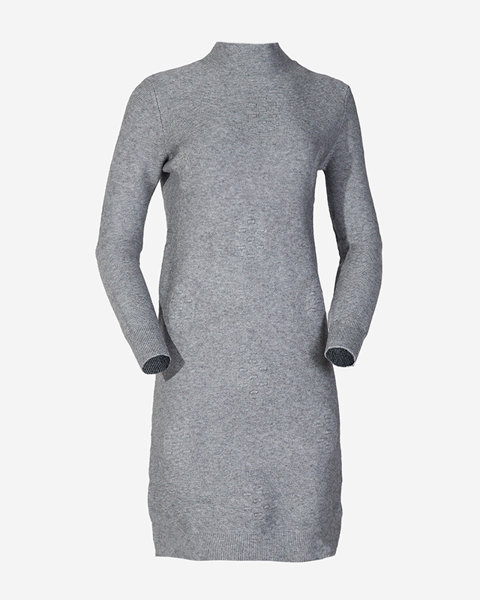 Dámske sivé svetrové šaty s rolákom - Oblečenie
