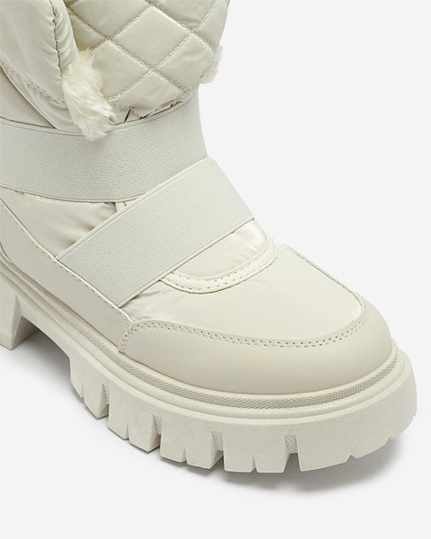 Dámske snehové topánky na plochej podrážke v béžovej farbe Ferory- Obuv