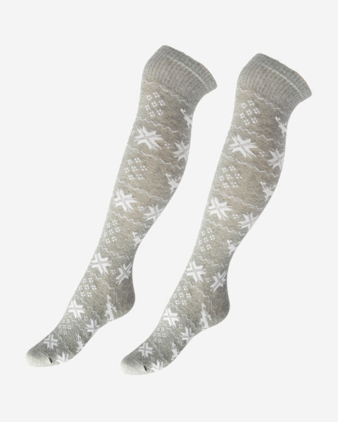 Dámske svetlosivé dlhé vianočné ponožky - Spodné prádlo