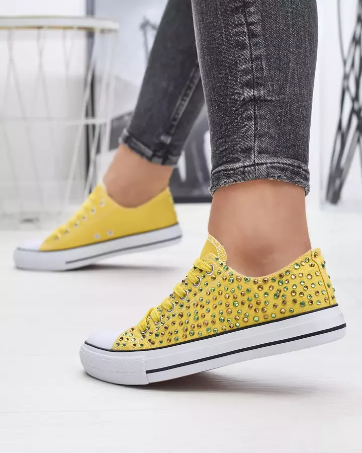 Dámske tenisky so žltými zirkónmi Amando- Footwear