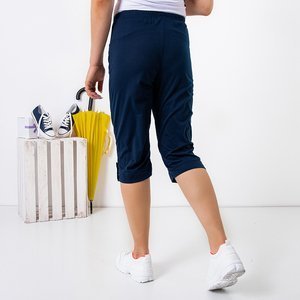 Dámske tmavomodré krátke nohavice s vreckami - Oblečenie
