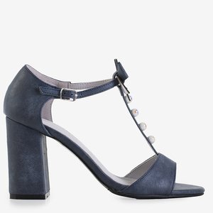 Dámske tmavomodré sandále s ozdobami na príspevku Gizela - Obuv