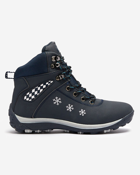 Dámske tmavomodré snehové topánky so snehovými vločkami Sniesavo - Obuv