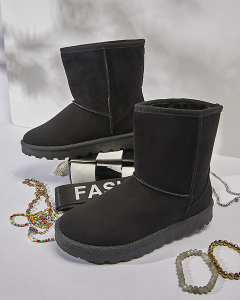 Dámske zateplené snehové topánky z eko-semišu v čiernej farbe Xetik - Obuv