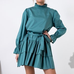 Dámske zelené riasené šaty - oblečenie