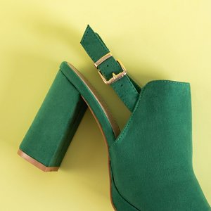 Dámske zelené sandále Wefira na vysokom podpätku - topánky