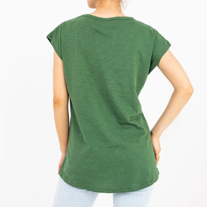 Dámske zelené tričko so striebornou potlačou - Oblečenie