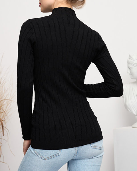 Dámsky čierny sveter s rolákom - Oblečenie