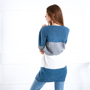 Dámsky farebný sveter s vreckami - Oblečenie