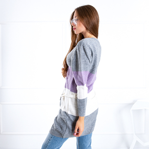 Dámsky farebný sveter s vreckami - Oblečenie