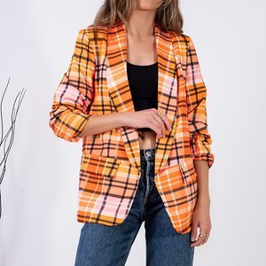 Dámsky oranžový károvaný sako s podšívkou - Oblečenie