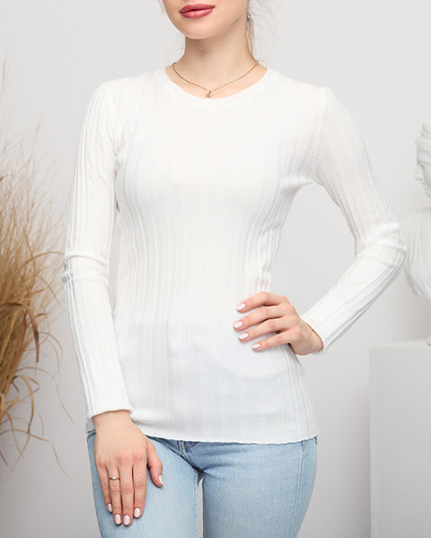 Dámsky sveter biely pruhovaný - Oblečenie