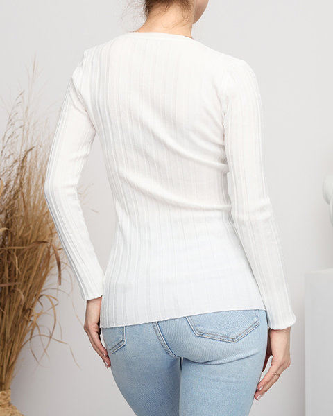 Dámsky sveter biely pruhovaný - Oblečenie