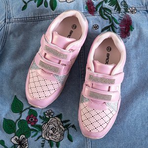 Detská ružová prelamovaná športová obuv so zirkónom Abriana - Obuv