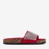Detské červené papuče s kubickým zirkónom Procopia - Obuv