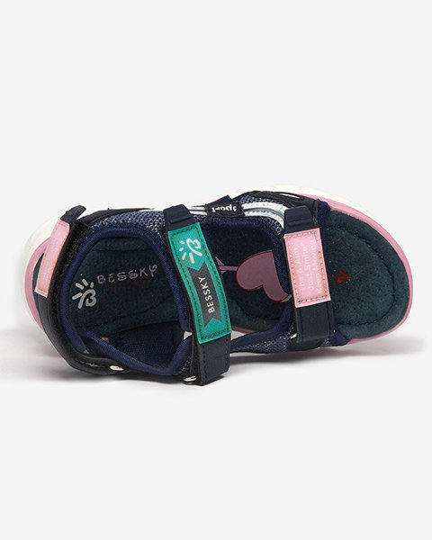 Detské sandále tmavomodré s farebnými vložkami Meniko - Obuv