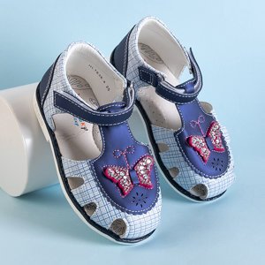 Detské sandále v tmavomodrej farbe kárované Monou - Obuv