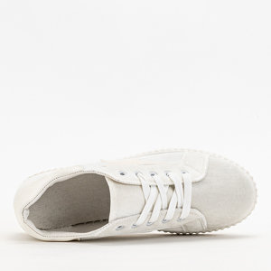 Estreni dámske biele velúrové tenisky - topánky