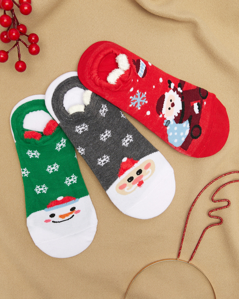 Farebné ponožky s vianočnou potlačou 3/balenie - Spodné prádlo