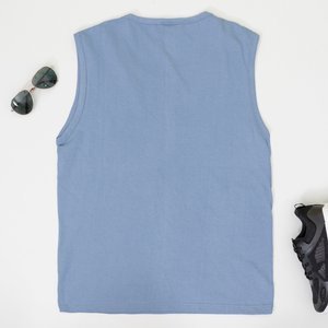 Fialové bavlnené pánske tričko bez rukávov - Oblečenie