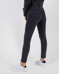 Grafitové dámske úzke džínsy - Oblečenie