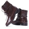 Hnedé členkové topánky s textúrou hadej kože Sniki - Obuv