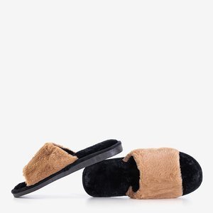 Hnedé dámske kožené papuče Ramane - Obuv