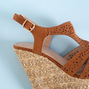 Hnedé dámske sandále na vysokom kline Brolesio - Topánky