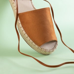 Hnedé dámske viazané sandále Blisis - Obuv