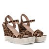 Hnedé leopardové klinové sandále Jokin - Obuv