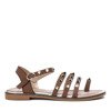 Hnedé sandále so zlatými cvočkami Sokoto - Obuv