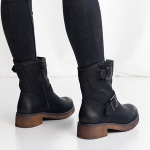 Invyse čierne dámske členkové topánky so sponou - Obuv