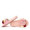 Jediná ružové papuče s ozdobnými kvetmi - Obuv
