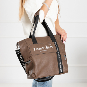 Khaki dámska taška s ozdobnými nápismi - Kabelky