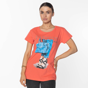 Koralové dámske tričko s MÓDOU - potlač oblečenia
