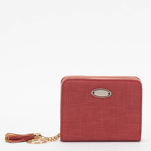 Malá červená dámska peňaženka s príveskom na kľúče - Doplnky