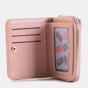 Malá ružová dámska peňaženka s nápisom a ornamentom - Peňaženka