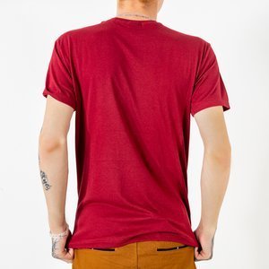 Maroon bavlnené tričko s potlačou - Oblečenie