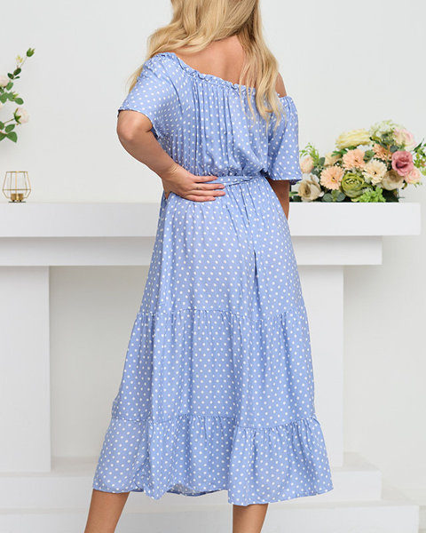 Modré dámske bodkované šaty - Oblečenie