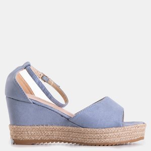Modré dámske klinové sandále Salome - Topánky