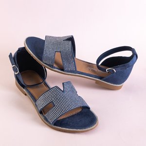 Modré dámske sandále so zirkónmi Motilya - Obuv