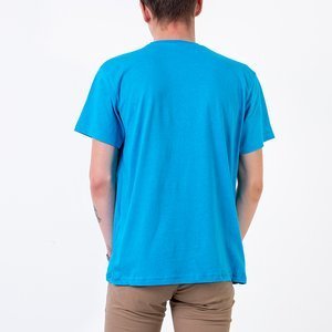 Modré pánske bavlnené tričko - Oblečenie