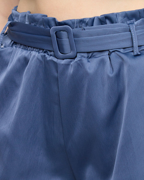 Námornícko modré saténové dámske šortky - Oblečenie