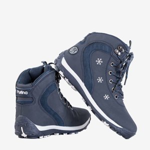 Navy blue dámske turistické topánky so snehovými vločkami Flander - Obuv