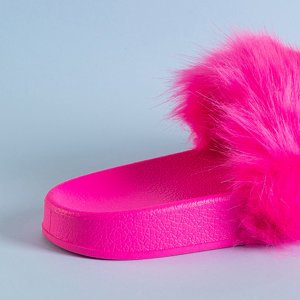 Neónové ružové dámske papuče s kožušinou Danita - Obuv