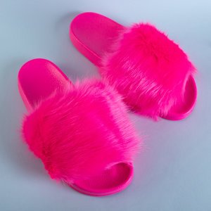 Neónové ružové dámske papuče s kožušinou Danita - Obuv