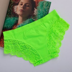 Neónové zelené dámske nohavičky s čipkou - Spodná bielizeň