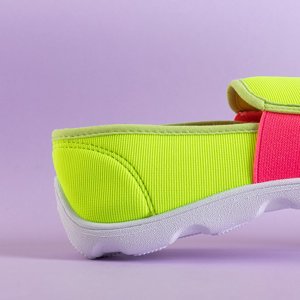 Neónové žlté dámske látkové tenisky navliekajú na obuv Molara - obuv