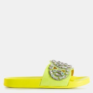 Neónové žlté gumené papuče s ozdobami Masandra - Obuv
