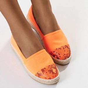 Neonovo oranžové dámske espadrilky so zvieracím vzorom Lenda - Topánky